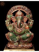 Blessing Ganesha Carved in Jade Gemstone