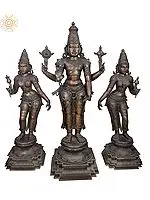 65" Superfine and Super Large Perumal with Sri Devi and Bhu Devi Set | Panchaloha Bronze from Swamimalai (Heavy Piece Shipped by Sea)