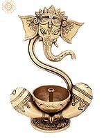 9" Ganesha Wick Lamp in Brass | Handmade | Made In India