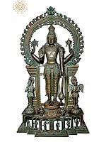 62" Super Large Perumal with Garuda and Hanuman | Handmade | Madhuchista Vidhana (Lost-Wax) | Panchaloha Bronze from Swamimalai (Shipped by Sea)