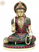 12.5" Lord Hanuman Ji Inlay Brass Statue | Handmade Stone Inlay Idol
