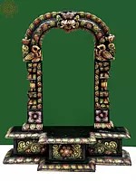 30" Wooden Kirtimukha Prabhavali | Handmade