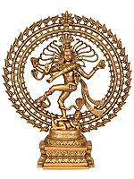 28" Nataraja in a Stylized Ring of Flames In Brass | Handmade | Made In India