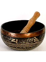 Auspicious Conch Singing Bowl with the Syllable Om Mani Padme Hum