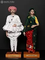 16" Married Couple from Gujarat | Traditional Handmade Dolls