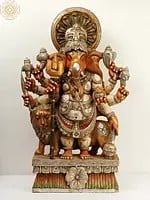 36" Large Kshatriya Ganesha | Wood Statue