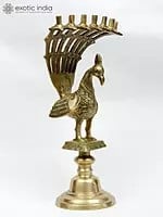 12" Peacock Design Agarbatti/Dhoop Stand in Brass