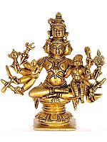 6" Five Headed Shiva with Shakti (Sadashiva) In Brass | Handmade | Made In India