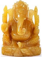 Lord Ganesha Carved in Yellow Aventurine