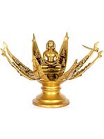 10" Lord Mahavira Idol in Lotus | Handmade Brass Statue | Made in India