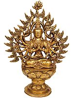 16" Japanese Durga (Juntei Kannon or Chandi) In Brass | Handmade | Made In India