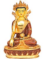 (Tibetan Buddhist Deity) Crowned Buddha in Earth -Touching Gesture