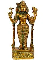 7" Brass Lord Vishnu Statue as Dhanvantari - The Physician of the Gods | Handmade Idols | Made in India