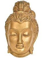 8" Gandhara Buddha Head (Wall Hanging) In Brass | Handmade | Made In India