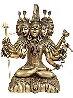 18" Sadashiva (Five-Headed Shiva) In Brass | Handmade | Made In India