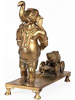 Ganesha Drawing the Cart with His Mouse on it