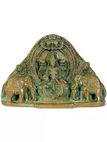 Brass Gaja Lakshmi Idol with Kirtimukha Atop | Handmade | Made In India