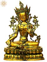 34" Large Size Goddess Green Tara (Tibetan Buddhist Deity) In Brass | Handmade | Made In India