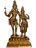 36" Large Size Lord Shiva with Parvati In Brass | Handmade | Made In India