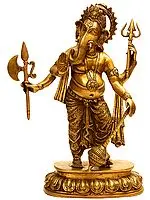 19" Lord Ganesha Imparting Absolute Freedom from Fear In Brass | Handmade | Made In India