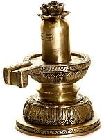 7" Shiva-Linga with Flowers Offered In Brass | Handmade | Made In India