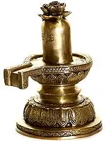 7" Brass Shiva-Linga with Flowers Offered | Handmade