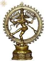 54" Lord Shiva As Nataraja in Golden Hue In Brass | Handmade | Made In India