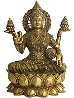 12" Goddess Ganga Seated on Lotus In Brass | Handmade | Made In India