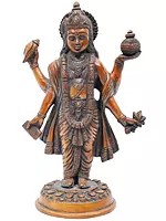 10" Dhanvantari Brass Statue (Holding the Vase of Immortality and Herbs)