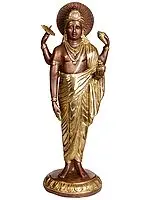 12" Dhanvantari Brass Idol - The Physician of Gods | Handmade Brass Statue | Made in India
