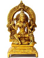 7" Brass Goddess Lakshmi Statue with Owl | Handmade | Made in India