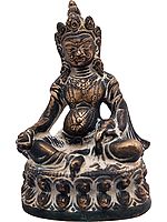 4" Tibetan Buddhist Kubera with Jewel and Nakula (Mongoose) in Brass