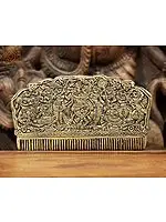 3" Comb with the Figures of Radha Krishna and Gopis In Brass | Handmade | Made In India