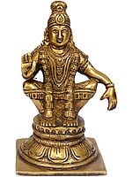 5" Brass Ayyappan Idol -  A Saint Revered as Incarnation of Dharma | Handmade | Made in India