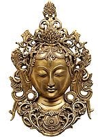12" Tibetan Buddhist Wall Hanging Tara Mask In Brass | Handmade | Made In India