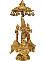 Bhagawan Vishnu with Lakshmi Ji and Bhudevi (Revolving Base)