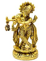 4" Bhagawan Shri Krishna Sculpture in Brass | Handmade | Made in India