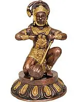 9" Hanuman Ji Tearing His Chest To Reveal Rama and Sita In Brass | Handmade