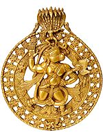 12" Lord Hanuman Carrying Lotus Flower and Krishna on the Top | Wall Hanging Brass Statue