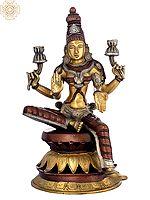 12" Brass Goddess Lakshmi Idol as Visualized in Atharva Veda | Handmade | Made in India