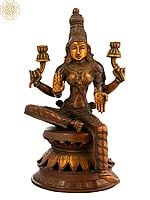 12" Brass Goddess Lakshmi Idol as Visualized in Atharva Veda | Handmade | Made in India