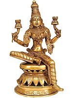 12" Brass Goddess Lakshmi Idol as Visualized in Atharva Veda | Handmade | Made in India