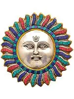 9" Lord Surya Wall Hanging In Brass | Handmade | Made In India