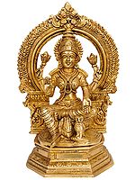 9" Brass Goddess Lakshmi Idol with Owl | Handmade | Made in India