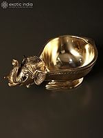 7" Designer Elephant Diya in Brass