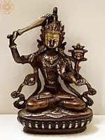 8" Tibetan Buddhist Deity | The Unyielding Manjushri In Brass