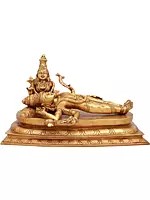 11" Lord Shiva In Bhuneshwari Devi's Lap After Drinking Halahal Poison | Brass Statue | Handmade | Made In India