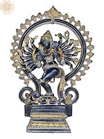 25" Sixteen Armed Dancing Ganesha Represented as Nataraja In Brass