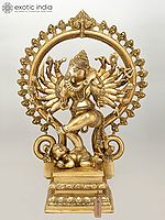 25" Sixteen Armed Dancing Ganesha Represented as Nataraja In Brass