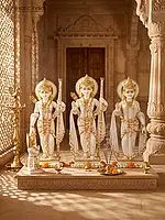 Large Rama Darbar Ensemble - 36 Inch White Marble Sculpture